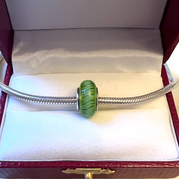 Pandora Green and Blue Murano Glass and .925 Sterling Silver Charm - Picture 5 of 6